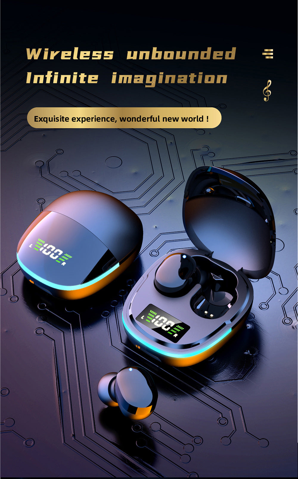 Bluetooth 5.1 Wireless Earbuds – Stereo In-Ear Headphones with Charging Case