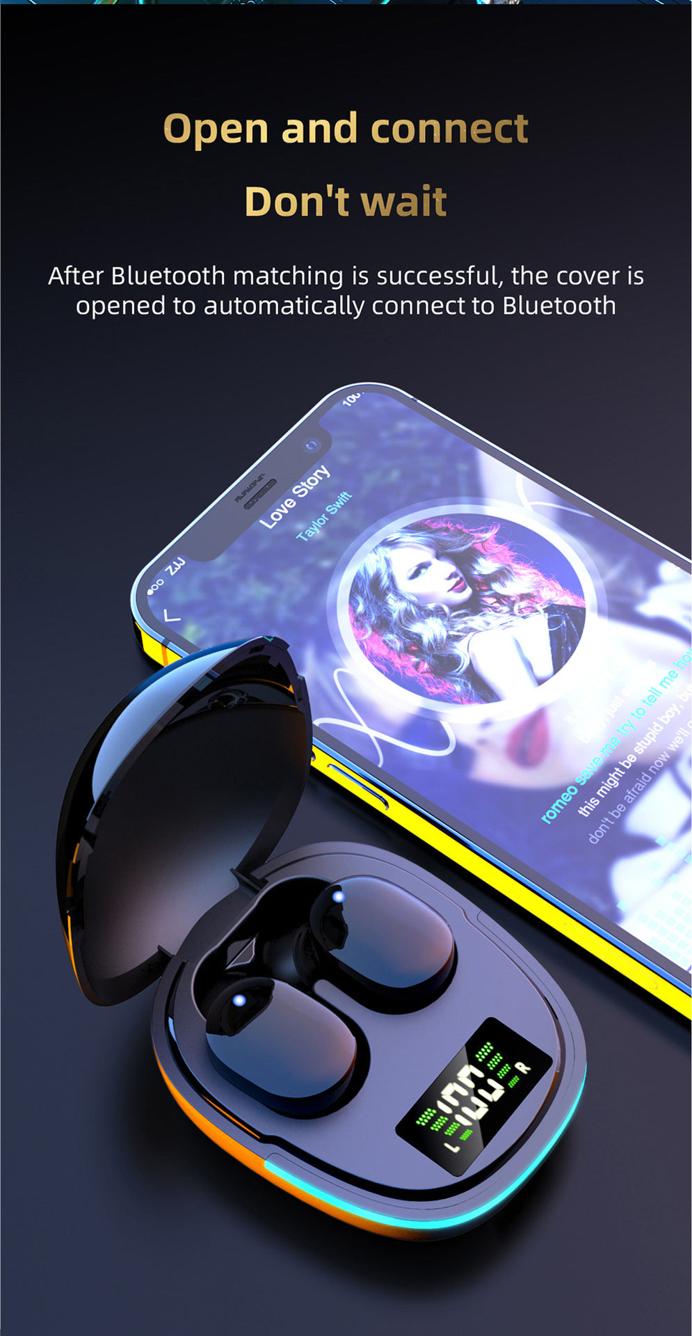 Bluetooth 5.1 Wireless Earbuds – Stereo In-Ear Headphones with Charging Case