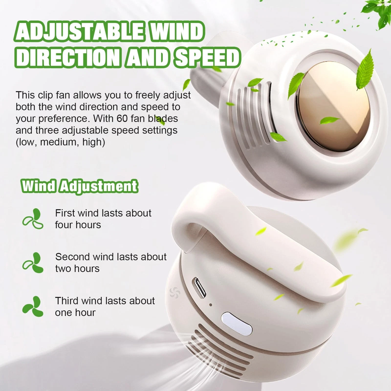 Portable Bladeless Clip-On Fan – 800mAh Rechargeable Waist & Shirt Cooling Fan