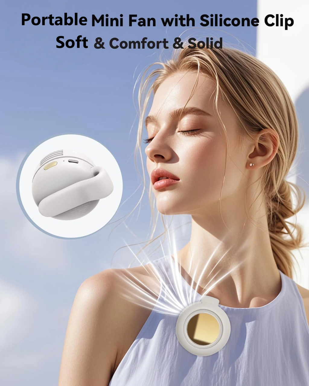 Portable Bladeless Clip-On Fan – 800mAh Rechargeable Waist & Shirt Cooling Fan