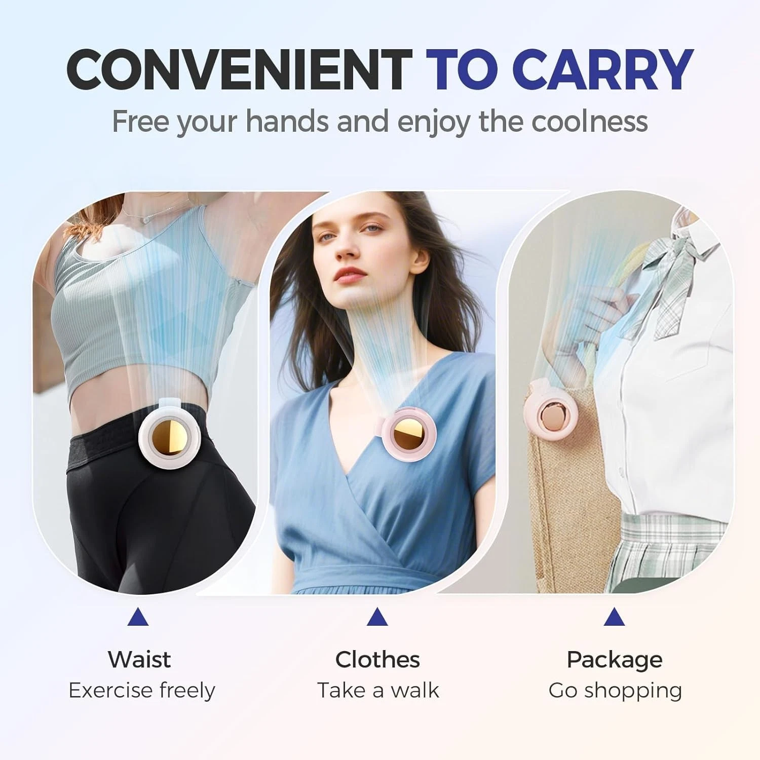 Portable Bladeless Clip-On Fan – 800mAh Rechargeable Waist & Shirt Cooling Fan