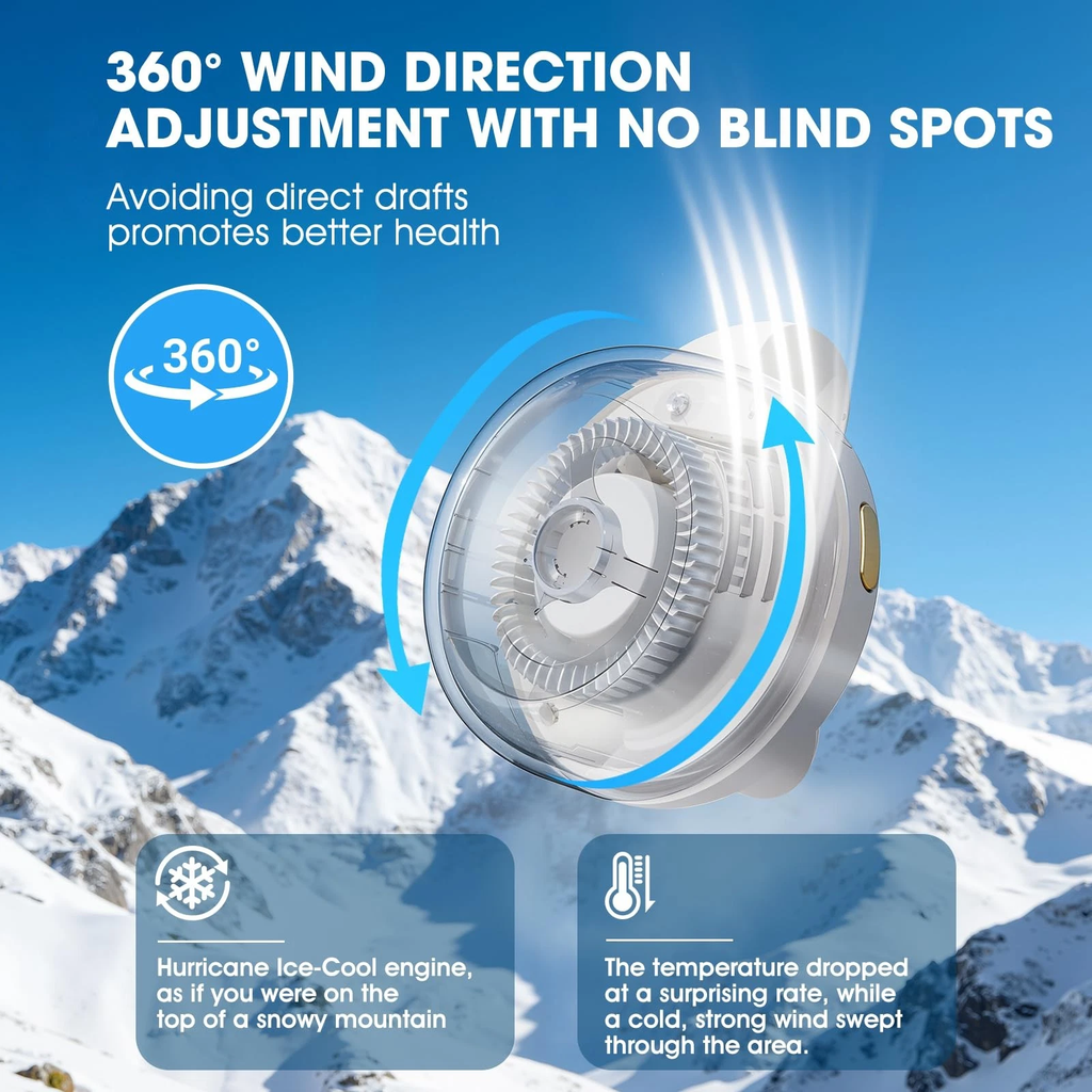 Portable Bladeless Clip-On Fan – 800mAh Rechargeable Waist & Shirt Cooling Fan