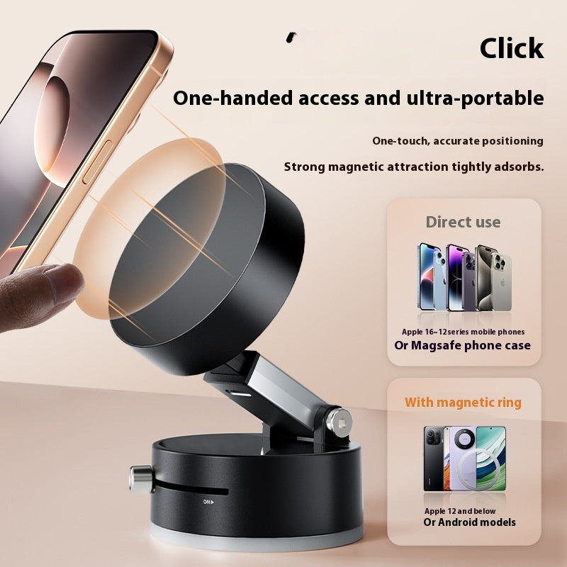 Foldable Magnetic Car Phone Holder – Strong Vacuum Suction Mount for Hands-Free Navigation